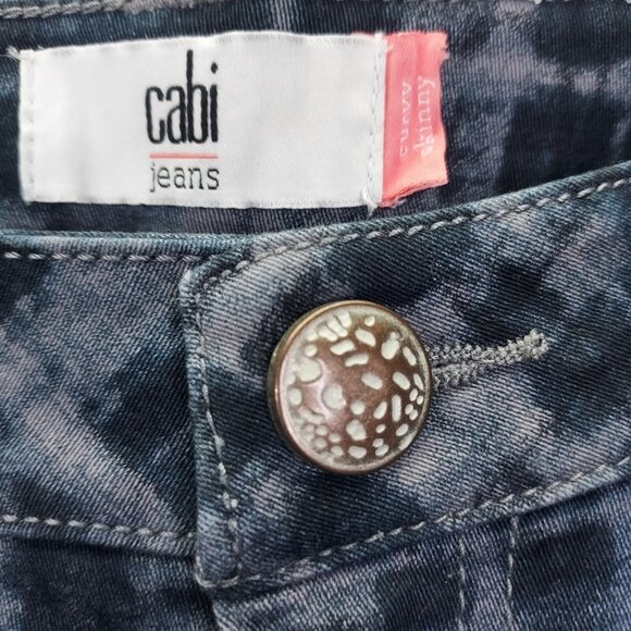Cabi Grid Jeans Women's 6 Curvy Skinny Blue Shibiri Tye Dye Plaid Mid Rise 3047 - Picture 5 of 14